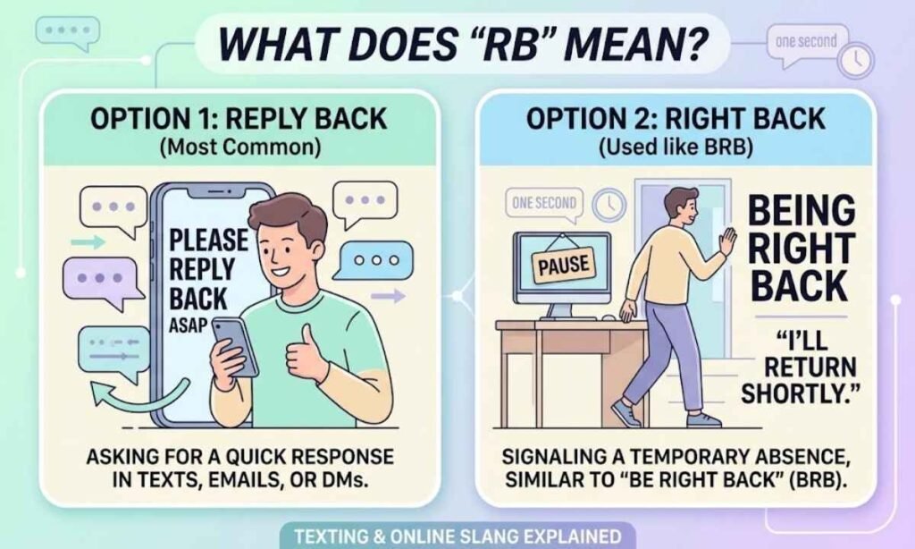 Does RB Mean Right Back or Reply Back