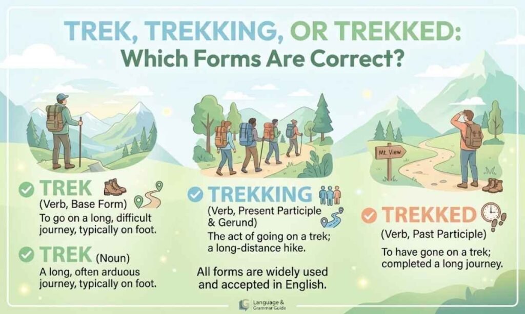 Trek, Trekking, or Trekked Which Forms Are Correct