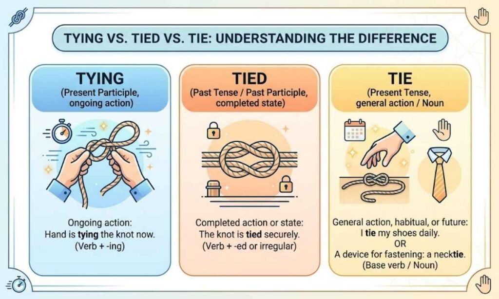 Tying vs. Tied vs. Tie What Is the Difference